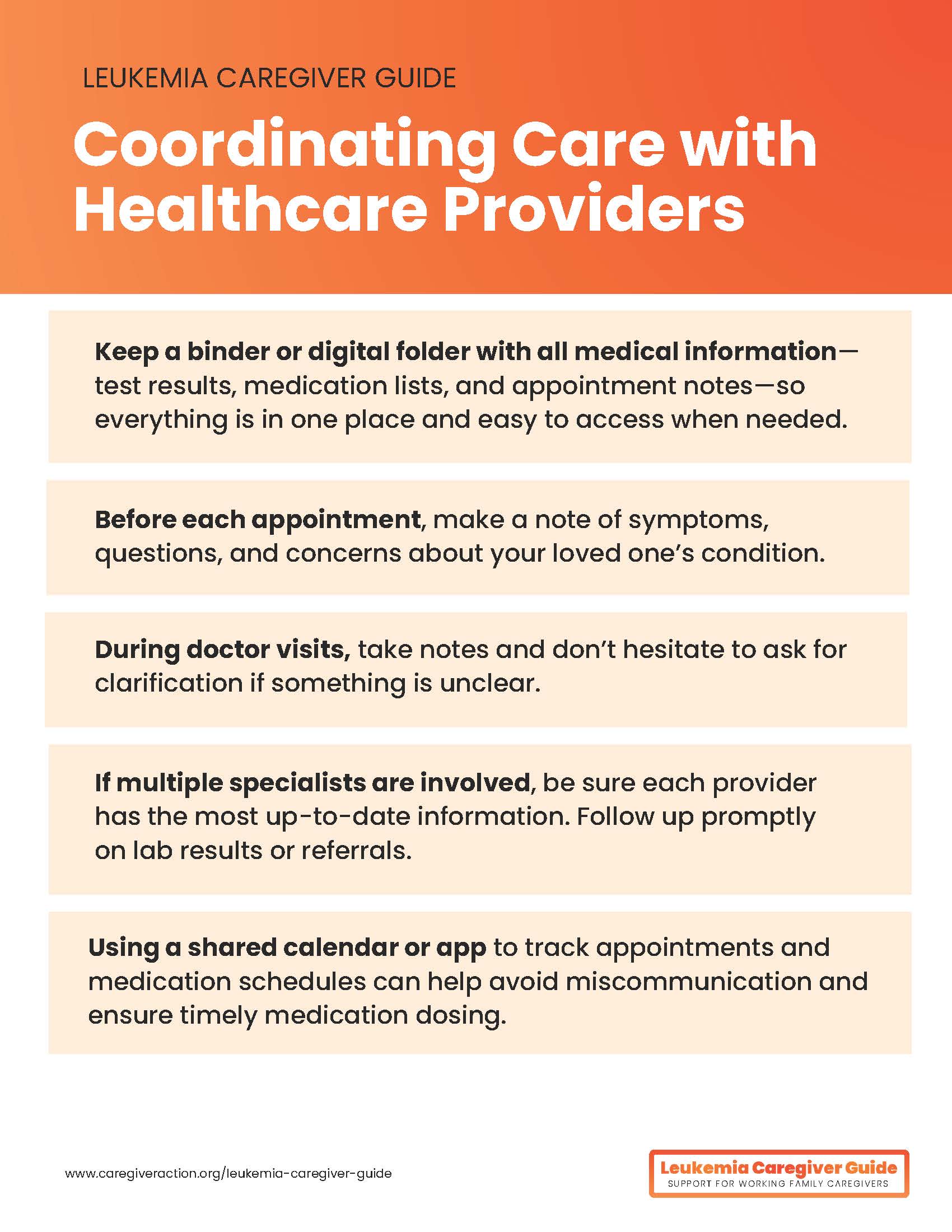 Leukemia Providers Checklist Leukemia Providers Checklist
